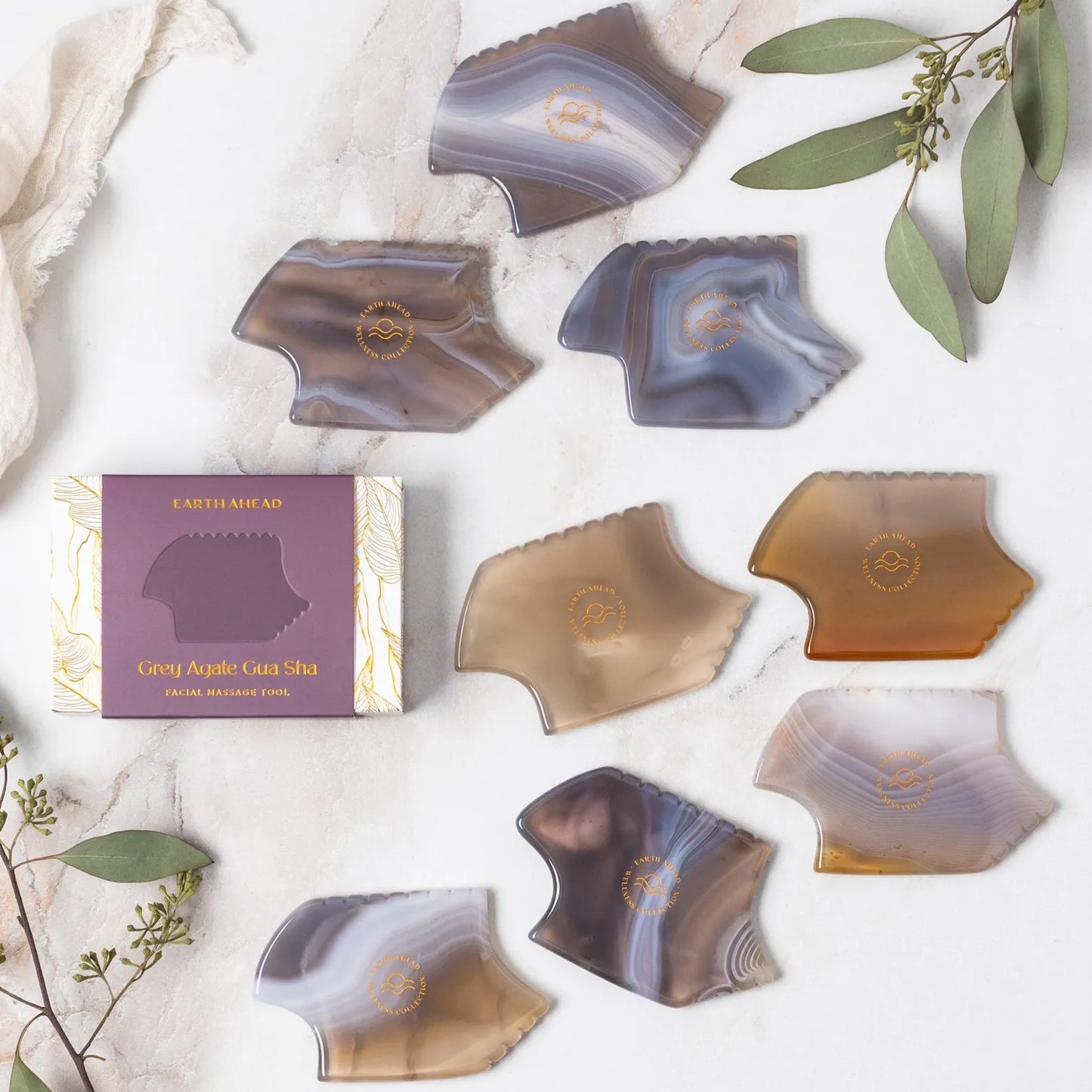 Pele Grey Agate Gua Sha Facial Massage Tool